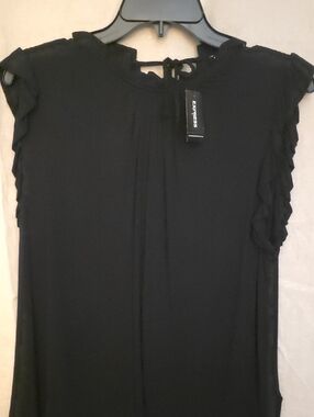 Express Women's Black Ruffle Sleeve Blouse